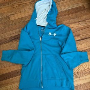 Under Armor Mens Full Zip Light Blue Hoodie Jacket